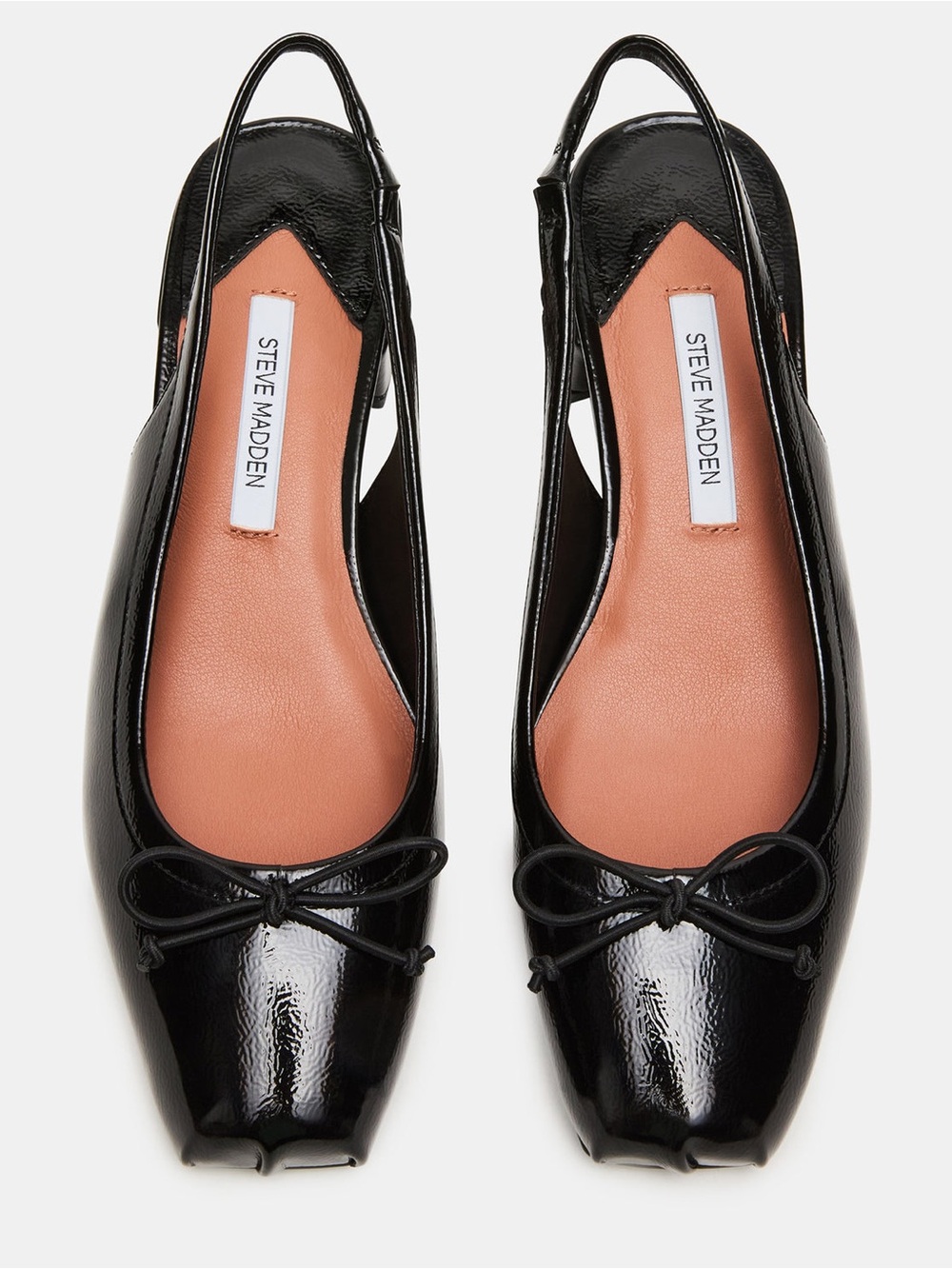 Steve Madden LOVED BLACK CRINKLE BLACK PATENT square-toe slingback heels size 5 - Picture 5 of 15